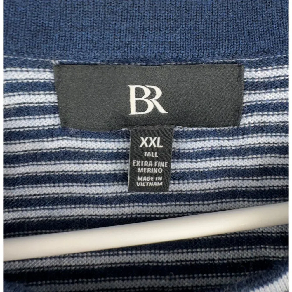 Banana Republic mens striped extra fine merino wool sweater‎ stiped navy sz XXL